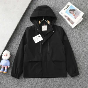 High Quality Moncler Coat Red Nylon Fabric Enhanced Comfort Patch