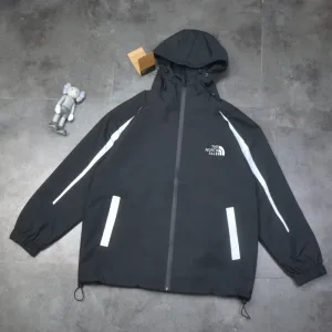 Luxury North Windproof Jacket Red Minimalist Black And White Color Blocking