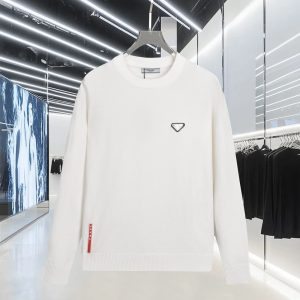 Luxury Prada Knit Fabric Long-Sleeved Shirts For Spring
