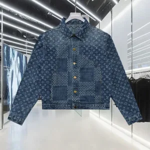 AAA Reps Louis Vuitton Outerwear Red Jacquard Denim Pattern