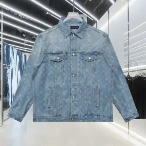 Reps Louis Vuitton Outerwear Red Jacquard Denim Pattern Slim Fit