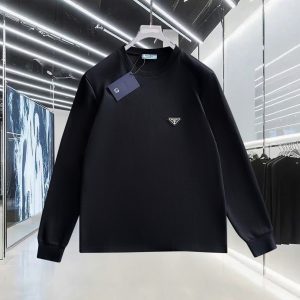 Luxury Prada Cotton Long-Sleeved T-Shirt For Fall