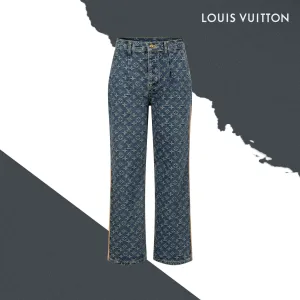 Luxury Louis Vuitton Jeans Ash Silk Jacquard Side Webbing