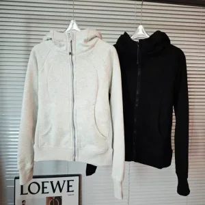AAA Reps Lululemon Long-Sleeved Shirts Black Cotton Fleece Fabric Thumbhole