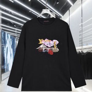 Designer Luxury Louis Vuitton Cotton Long-Sleeved T-Shirt For Fall