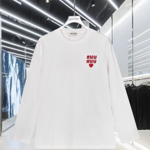 Luxury Miu Miu Cotton Long-Sleeved T-Shirt For Autumn