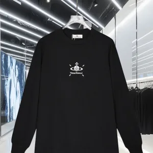 1:1 Aaa Vivienne Westwood Cotton Long-Sleeved T-Shirt For Fall