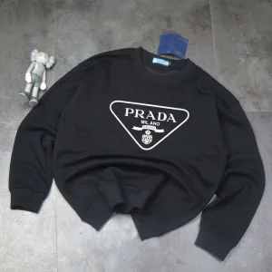 Luxury Prada Long-Sleeved Shirts Black Cotton Autumn