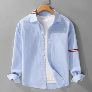 High Quality Thom Browne Long-Sleeved Shirt Red Cotton Spring Autumn Screen Printing
