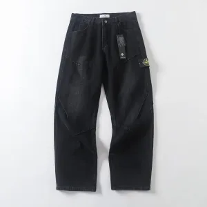 AAA Stone Island Jeans Green Cotton Pure Denim Running Retro Blue Environmentally Friendly Dyeing Double Needle Stitching Side Pockets