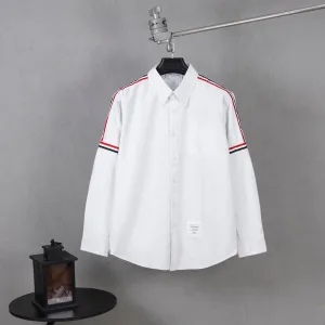 Super Clone Designer Thom Browne Long-Sleeved Shirt Brown Cotton Pure Exquisite Workmanship Patch