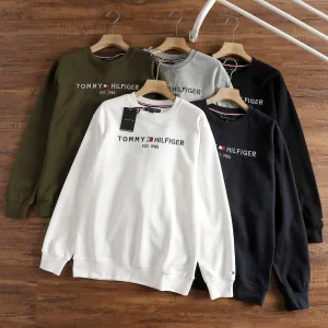 Designer Tommy Hilfiger Hoodie Red Cotton Spring Autumn Winter And