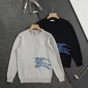 Luxury High Quality Burberry Sweater Red Jacquard Autumn Winter And Patch Plaid Patchwork
