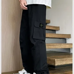 Designer Reps Stone Island Cargo Pants Red Cotton Jacquard Street Style Spring Summer Autumn And