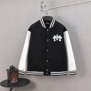 Super Clone Designer Chrome Hearts Jacket Red Wool Jacquard Street Style Understated Luxury Embroidery