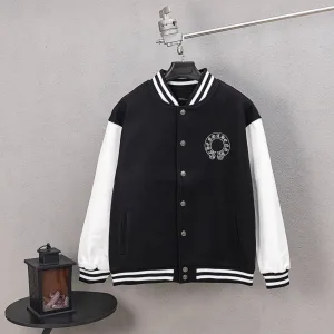 Luxury Chrome Hearts Jacket Red Wool Jacquard Street Style Understated Luxury Embroidery