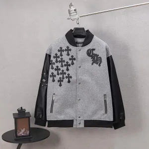 AAA Luxury Chrome Hearts Jacket Red Wool Jacquard Street Style Understated Luxury Embroidery