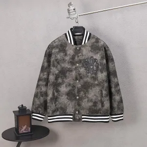 High Quality Chrome Hearts Jacket Red Wool Jacquard Street Style Understated Luxury Embroidery