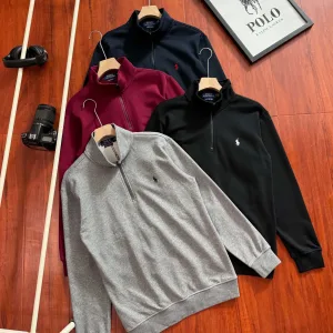 High Quality Ralph Lauren Hoodie Red Cotton Simple And Elegant Autumn Winter