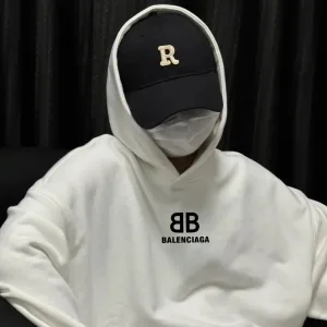 Luxury High Quality Balenciaga Hoodie Red Cotton Fleece