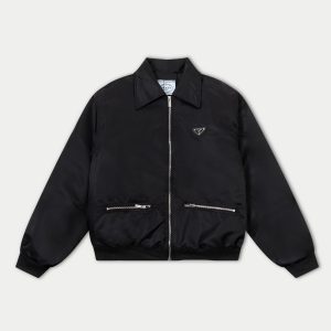 Luxury Prada Leather Jacket For Fall