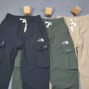 Luxury North Cargo Pants Red Autumn Winter Side Pockets Zippered Pocket