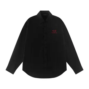 Luxury Balenciaga Long-Sleeved Shirt Red High-End Quality Embroidery