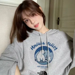 High Quality North Hoodie Red Cotton Fleece