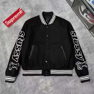 Luxury Designer Stussy Baseball Uniform Red Wool Blend Spring Summer