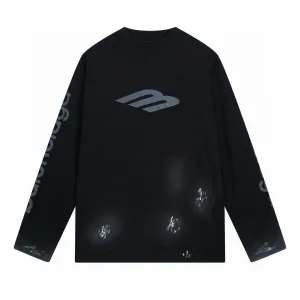 Super Clone AAA Balenciaga Long-Sleeved Ash Cotton Pure Ribbed Fabric