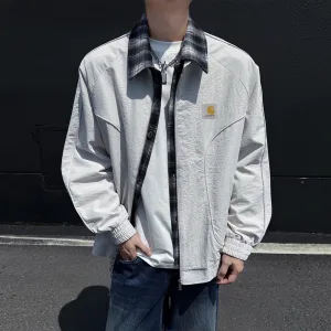 High Quality AAA Carhartt Coat Blue Suede Street Style Sophistication Spring Autumn Patch