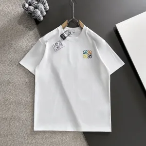 Designer Loewe Short Sleeves White Cotton Pure Spring Autumn Embroidery