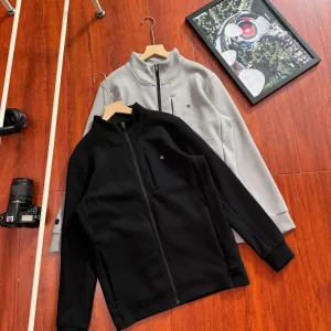 Luxury Super Clone Fila Shirts Red Cotton Adjustable Drawstring Light Business Outdoor Functionality Professional Autumn Patch Zippered Pocket