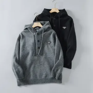 Luxury Prada Outerwear Black Wool Fleece Street Style