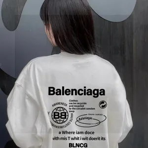 Designer High Quality Balenciaga Sweatshirt Black Cotton Fleece Autumn