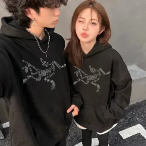 Reps Archaeopteryx Hoodies Black Cotton Fleece Embroidery