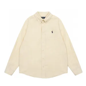 Designer Ralph Lauren Long-Sleeved Shirt Red Cotton Pure Down Simple And Versatile Embroidery