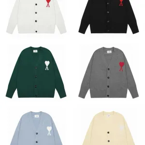 Super Clone Ami Shirts Red Cotton Wool Blend Down Polyester Jacquard Street Style
