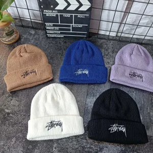 Designer AAA Stussy Wool Hat Red Knitted Fabric Autumn Winter