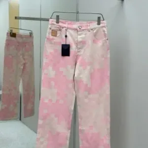 Super Clone AAA Louis Vuitton Jeans Red Cotton Twill Suede Denim Spring Summer Enzyme Washing