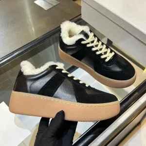 Reps AAA Margiela Athletic Shoes Red Genuine Leather Sheepskin Cowhide Patchwork Rubber Patch