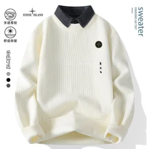 High Quality Stone Island Sweater Red Knitted Fabric