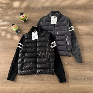 High Quality Luxury Moncler Down Jacket Red Wool Duck Elegant Black Winter Side Pockets