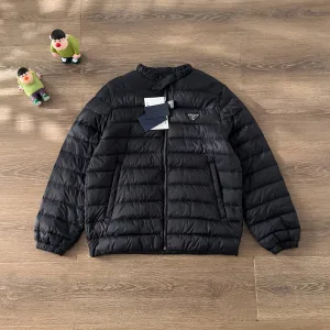 High Quality Prada Casual Trousers Red Feather Goose Down Polyester Light Outdoor Autumn Winter And Zippered Pocket