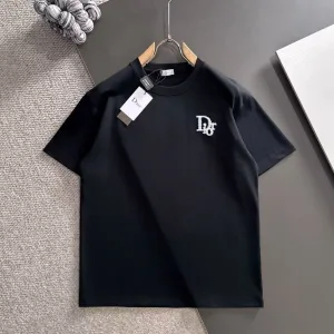 Luxury Dior Short Sleeves Black Cotton Pure Wool Spring Autumn Embroidery
