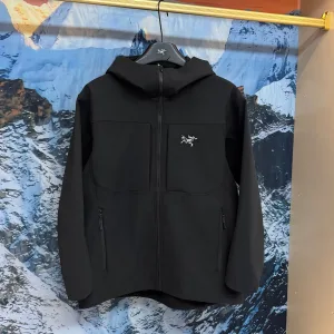 Luxury Archaeopteryx Windbreaker Red Fleece Running Warm Crisp Silhouette Patch Zippered Pocket