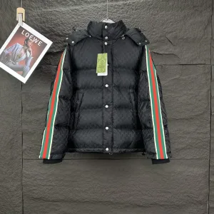 AAA Gucci Coat Red Duck Down Polyester Nylon Spandex Jacquard Fabric Windproof Cuffs