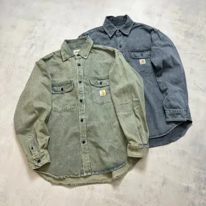 Luxury Reps Carhartt Shirt Green Denim Relaxed Fit Autumn Winter