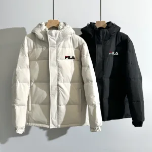 Designer Luxury Fila Down Jacket Red Silk Wool Duck Winter