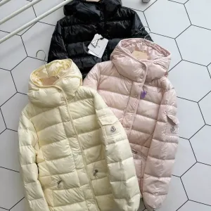Super Clone Monk Outerwear Red Wool Duck Down Nylon Fabric Warm Tone Creamy White High-End Quality Winter